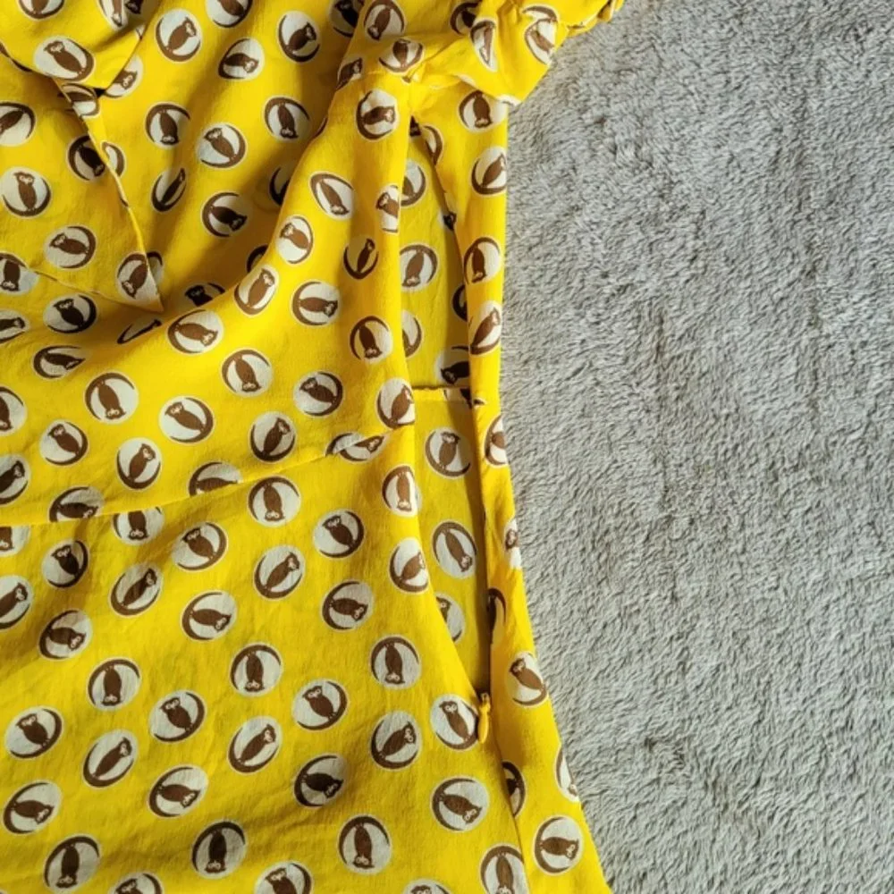 Anthro Girls From Savoy Lemon Liftoff owl print blouse size 8 - Picture 7 of 15